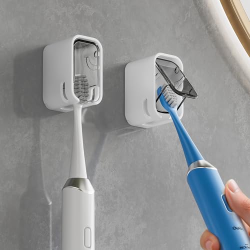 MOPMS Single Slot Toothbrush Holders Wall Mounted with Cover for - Product Imagery