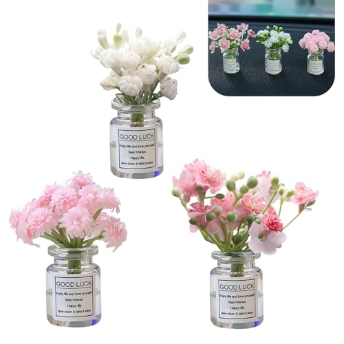 3 PCS Car Dash Flower Ornaments, Cute Mini Cherry Blossom - Product Imagery