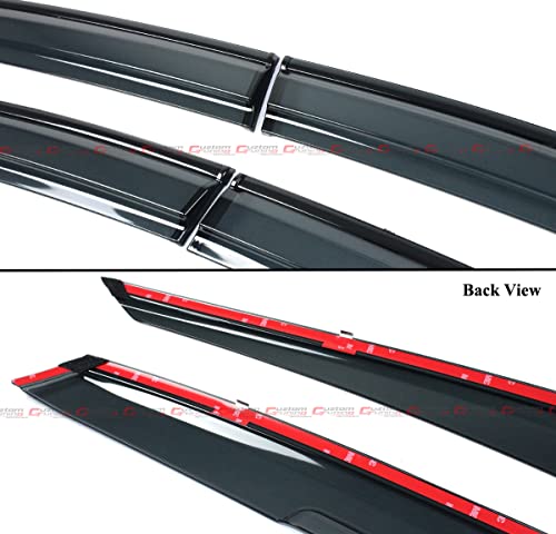 Premium Black Trim M Style Window Visor Rain Guard Deflector - Product Imagery