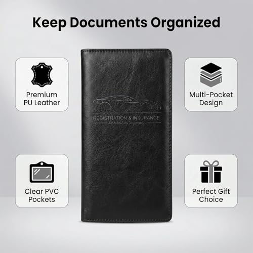 LumiMokki Premium Car Registration & Insurance Card Holder, - Product Imagery