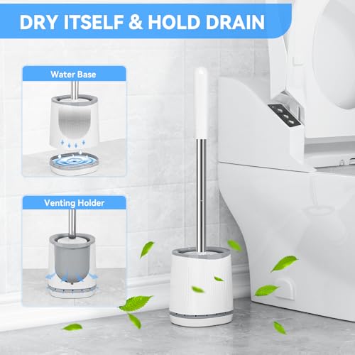 TRENTI Toilet Brush and Holder Set - Bristles Bowl Brush Head - Product Imagery