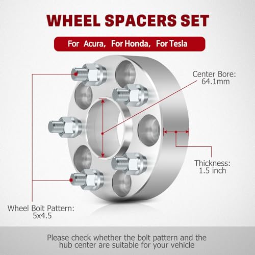 Wheel Spacers, 5x4.5 for Honda CR-V Odyssey Element Pilot for - Product Imagery