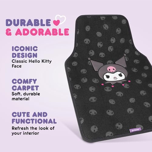 Kuromi Carpet Car Floor Mats - Universal Fit for Cars, SUVs & - Product Imagery