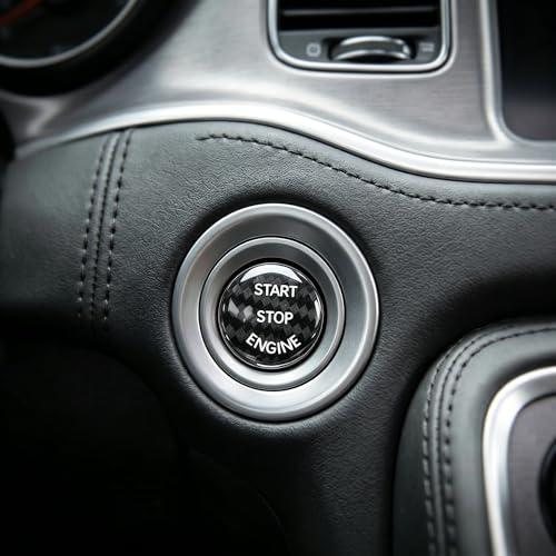 Car Push Start Button Cover, Carbon Fiber Engine Ignition Power - Product Imagery