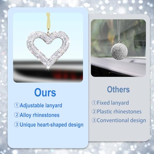 BFXM Bling Heart Car Hanging Accessories, Silver Bling Rear View - Product Imagery