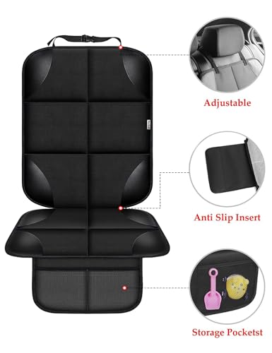 Meolsaek Car Seat Protector for Child Car Seat，Non-Slip Backing - Product Imagery