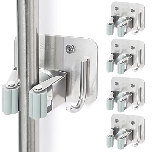 Broom Holder Wall Mount Screw Drilling, Sturdy Heavy Duty - Product Imagery
