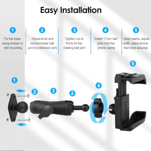 EEEKit Screw Mount Phone Holder: AMPS Base Boat Truck UTV Phone - Product Imagery