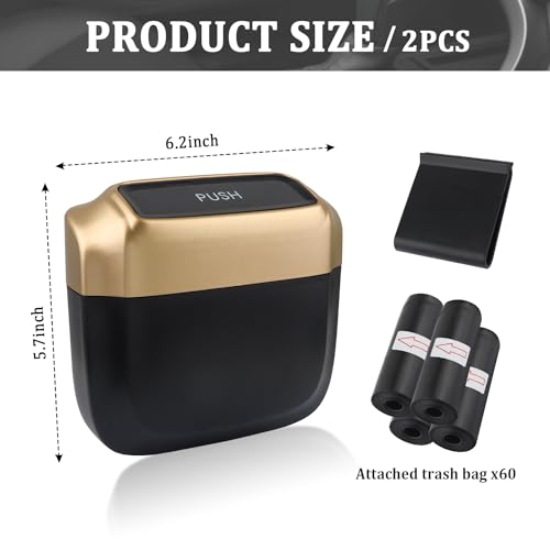 IHOTDER 2PCS Car Trash Can with Lid + 60PCS Garbage Bag,Mini - Product Imagery