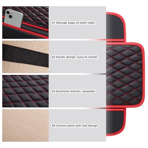 Leather Waterproof Car Armrest Console Pad For Sedans SUV,Black - Product Imagery