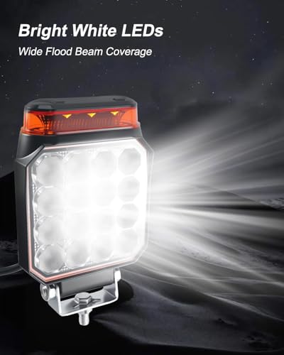 4 Inch LED Strobe Light, Amber Emergency Warning Flashing Work - Product Imagery
