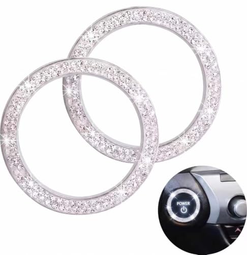 2PCS Bling Car Engine Start Button Cover, Crystal Rhinestone - Product Imagery