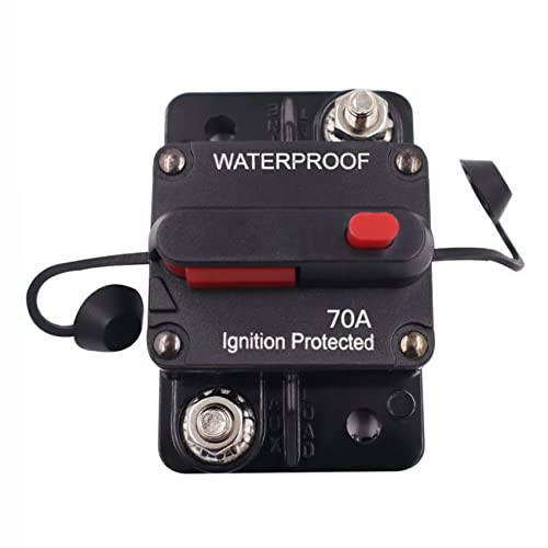 70 Amp Circuit Breaker,Waterproof,with Manual Reset,12V-48V DC, - Product Imagery