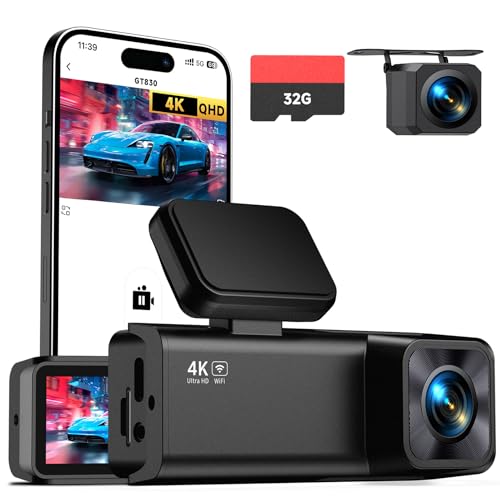 Dash Cam Front and Rear, 4K+1080P Dual Camera for Cars, 32GB - Product Imagery