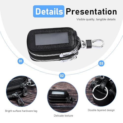 Car Key Fob Case, Leather Double-layer Storage Bag, Anti-scratch - Product Imagery