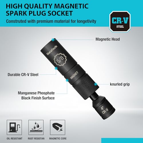 DURATECH 5/8" Swivel Magnetic Spark Plug Socket with Enhanced - Product Imagery