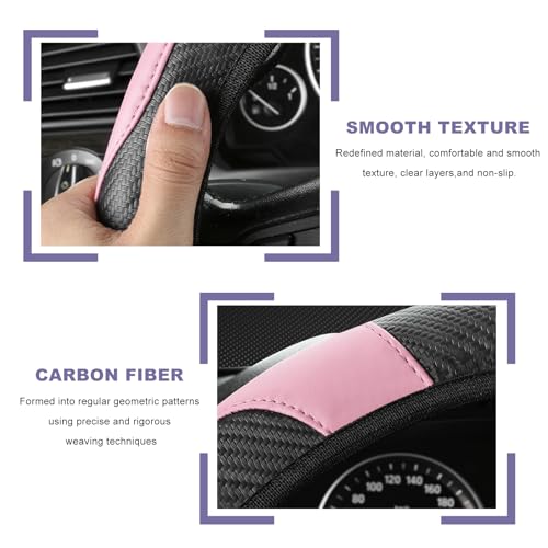 Car Steering Wheel Cover, 15 Inch Breathable Leather Elastic - Product Imagery