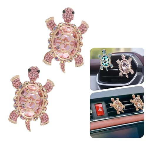 2 PCS Bling Turtle Car Air Vent Clip, Rhinestone-Embellished AC - Product Imagery