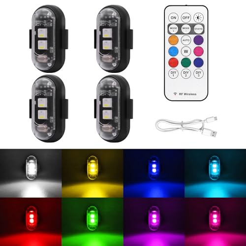 4PCS Wireless LED Strobe Lights with Remote Control, 8 Colors - Product Imagery