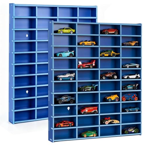 Krafetto 2 Pack 80-Slot Toy Car Display Shelves for 1/64 Cars, - Product Imagery