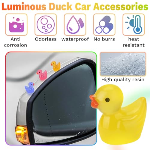 16 PCS Cute Duck Rearview Mirror Accessories, Luminous Ducks for - Product Imagery