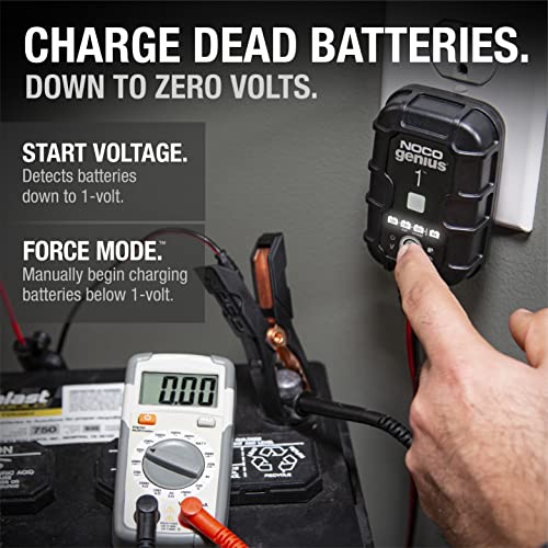 NOCO GENIUS1 1A 6/12V Smart Battery Charger, Trickle Charger & - Product Imagery