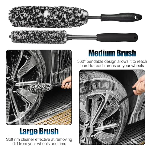 8Pcs Wheel Brush, Tire Brush, Wheel Cleaner Brush Set - 2 Soft - Product Imagery
