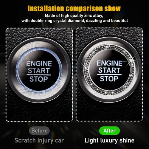Kewucn Bling Crystal Double Rhinestone Car Engine Start - Product Imagery