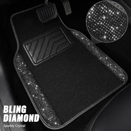 CAR PASS Bling Diamond Car Floor Mats, Sparkling Crystal Shining - Product Imagery