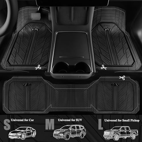 CAR PASS Heavy Rubber Car Floor Mats, Deep Waterproof Car Mats - Product Imagery