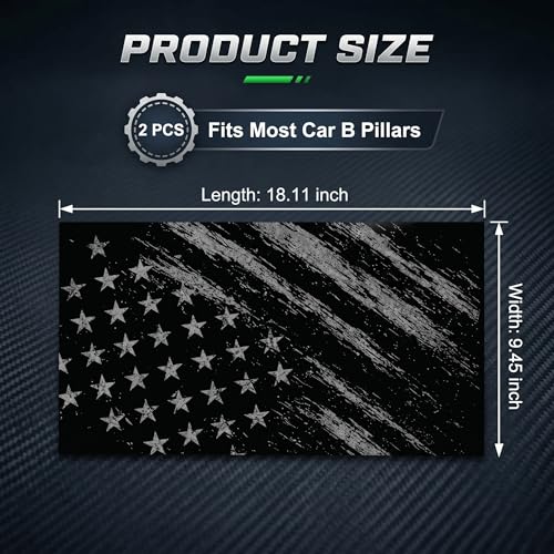 2PCS Car B Pillar Stickers, Aged Patriotic American Flag Car - Product Imagery