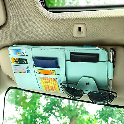 Blue Car Sun Visor Organizer, Lightweight Travel Document Visor - Product Imagery