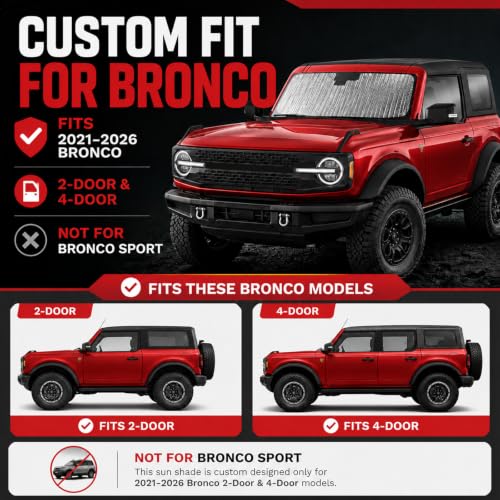 Mabett Windshield Sun Shade for 2021-2026 Ford Bronco - Product Imagery