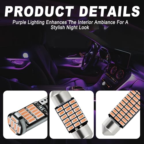 20 PCS Car LED Lights Interior Bulb Kit, T10 31mm 41mm LED Dome - Product Imagery