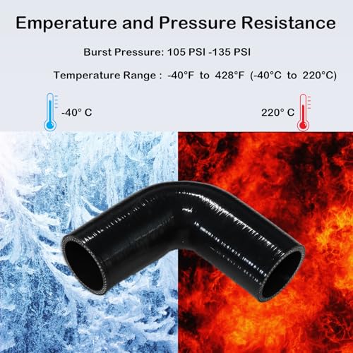 Automotive Silicone Tubing, ID 1-7/8" (48 mm) 90 Degree Elbow, - Product Imagery