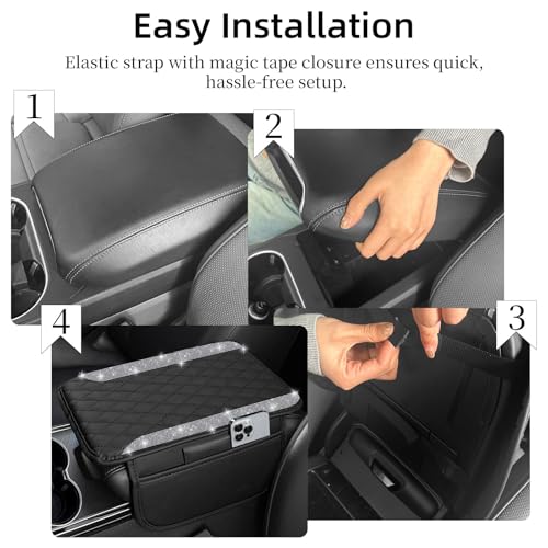 NBTEPEM Bling Car Center Console Armrest Cover, Microfiber - Product Imagery