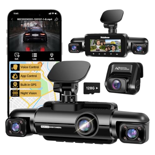 Neideso 360° Dash Cam Front and Rear Inside, 4 Channel Dash - Product Imagery