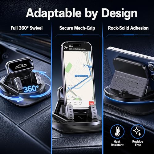 360° Rotatable Dashboard Car Phone Holder Black for Cell Phone - Product Imagery