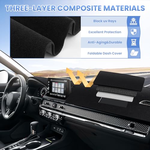 Sunsdrew Civic Dash Cover for 2022-2026 Honda Civic Dashboard - Product Imagery