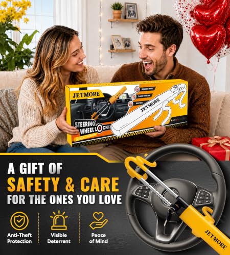 JETMORE Steering Wheel Lock with Keys Adjustable Wheel Locks for - Product Imagery