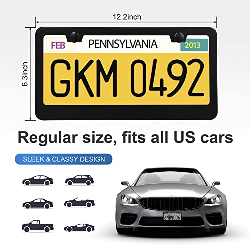 QUANQIUFEI 2 Pack License Plate Frames, Stainless Steel Car - Product Imagery