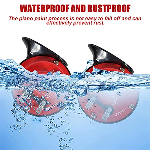2PCS 12V Waterproof Air-Electric Snail Horn Kit, Red - Product Imagery
