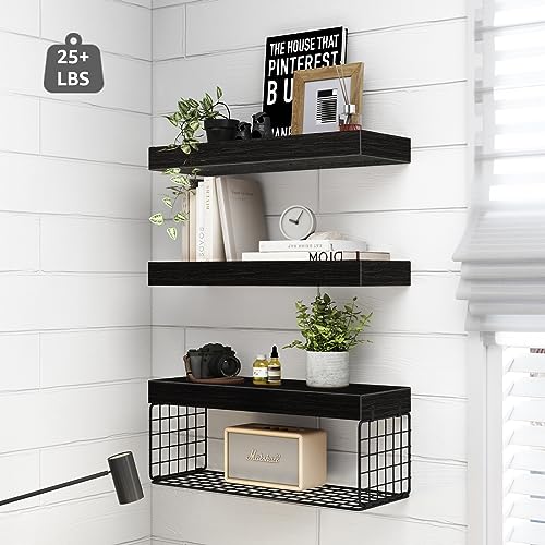 QEEIG Bathroom Shelves Over Toilet Wall Mounted (Black, Set of - Product Imagery