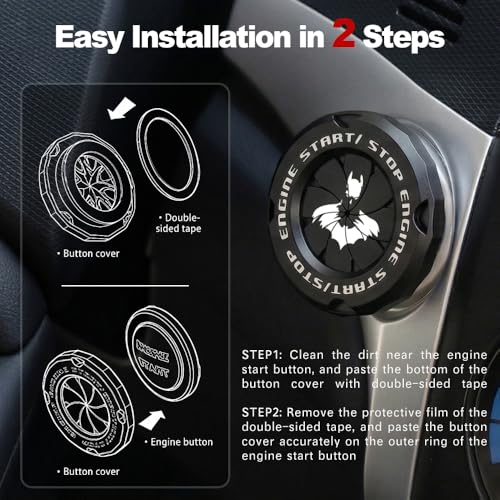 Tybasthe Rotary Push Start Button Cover, Bat Man Car Accessories - Product Imagery