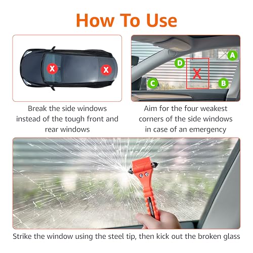 Amazon Basics Emergency Escape Tool, Window Breaker and Seatbelt - Product Imagery