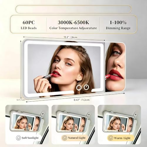 LED Car sun visor vanity mirror, equipped with 3x magnifying - Product Imagery