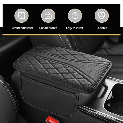 Car Center Console Cover, Leather Vehicle Armrest Protector - Product Imagery