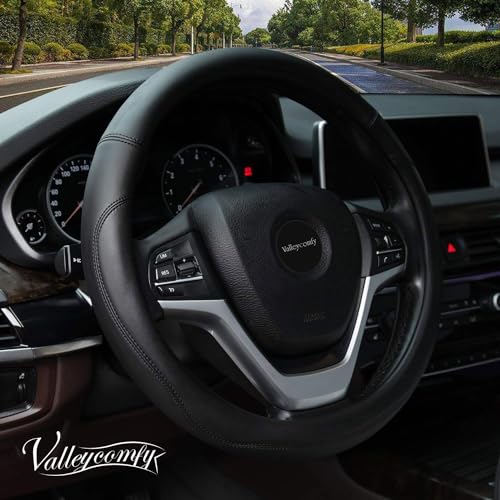Valleycomfy Microfiber Leather Steering Wheel Cover Universal 15 - Product Imagery