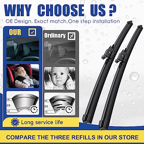 ANRDDO Front Wiper Blades 26"+23" Replace for Toyota Tundra - Product Imagery