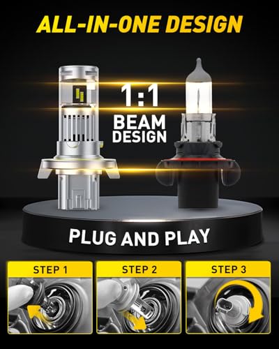 AUXITO H13 Bulb, 6500K Ultra White 10X Increased Brightness, - Product Imagery